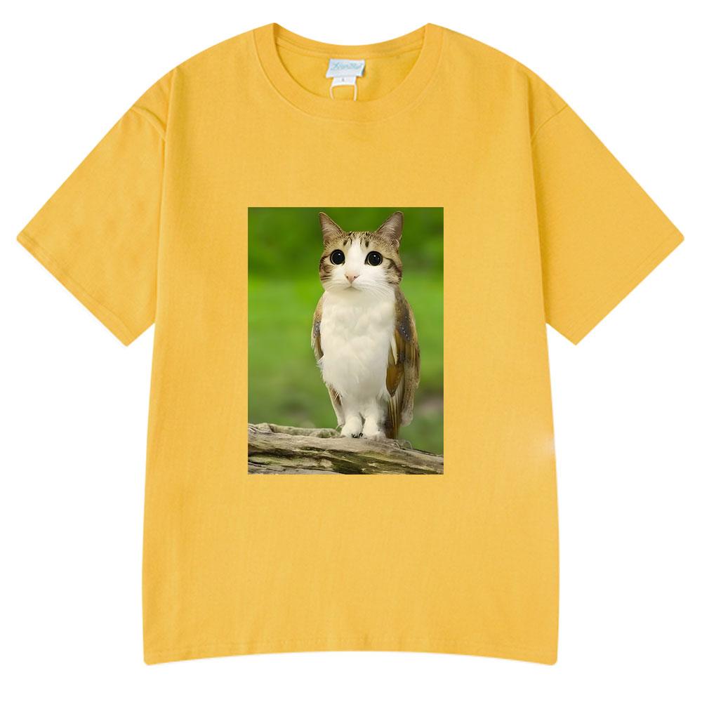 Cat Owl Funny Meowl Meme Brainrot T-shirts Unisex's Women Fashion Tee Tops Harajuku Short Sleeves T-shirt Cotton Oversized T Shirts