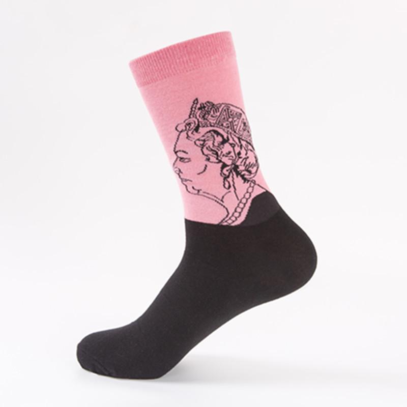Trendy Men's Mid-Calf Character Portrait Cotton Socks