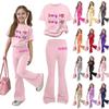 Kids Casual Short Sleeve Top and Long Pants Set Printed Design Comfortable Fit Suitable for Daily Wear and Outdoor Activities