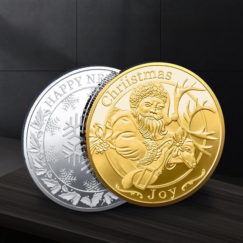 Weihnachtsmann Rentier Gedenkmünze Frohe Weihnachten Goldmünze Kinder;s Neujahrsgeschenk Weihnachten Neujahrsgeschenk