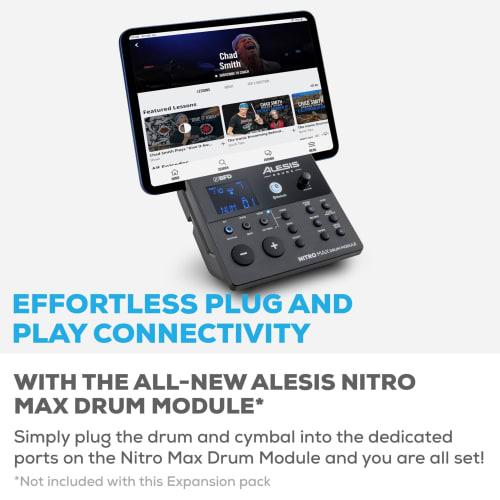 Alesis Nitro Max Kit Electronic Drum Set Expansion Pack: Mesh Tom Pads, 10-inch Cymbals with Choke Function, and Connection Cables