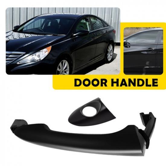 Black Front LH Left Exterior Door Handle W/ Keyhole For Hyundai Sonata 2011-2015