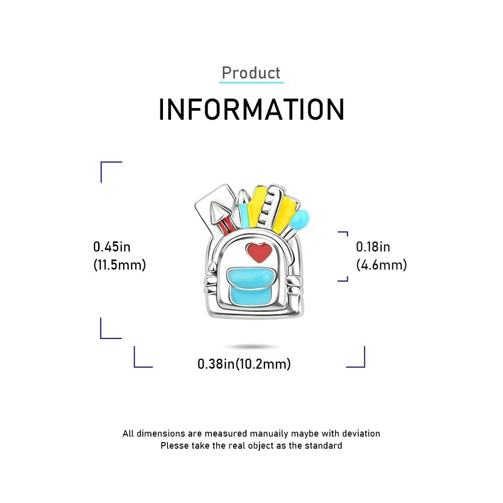 Copper Back To School Season Backpack Laptop Earbuds Pendant Fit Original Charms Bracelets Women Diy Jewelry Gift