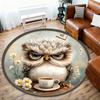 1PC Owl Coffee Office Round Area Rug, Under Office Chairs Bedroom Living Room Home Decor, Carpet for Office -1110051