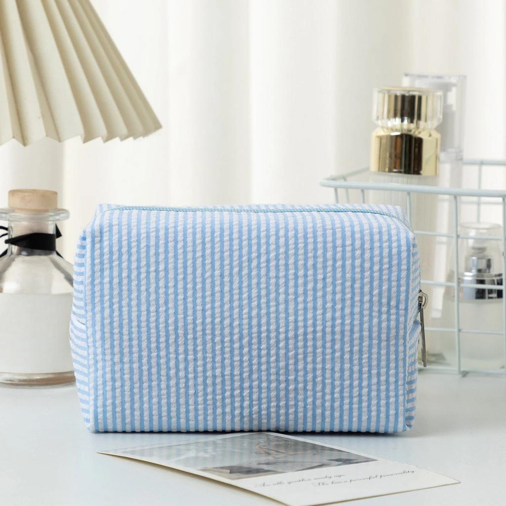 Striped Makeup Bags for Women Pink Purple Cosmetic Organizer Zipper Pouch Travel Storage Bag