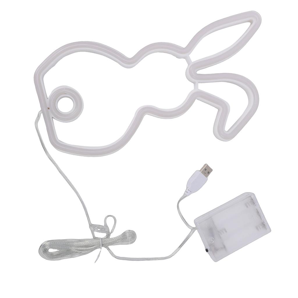   Neon Light Battery Operated Bunny LED Neon Sign Easter Decoration for Bedroom Dorm Easter Party Bar