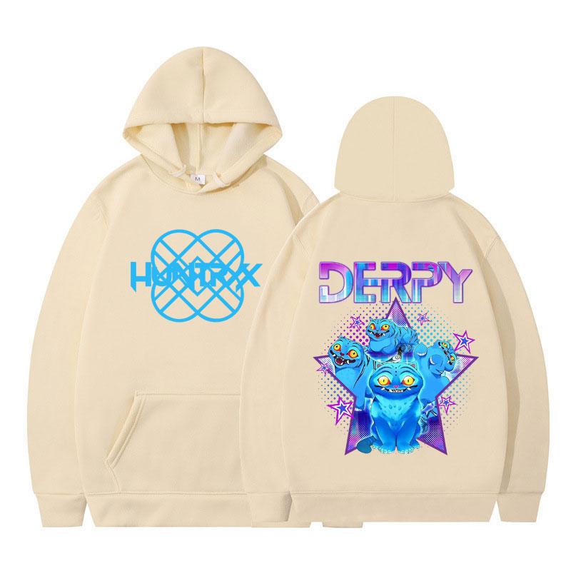 KPop Demon Hunter Derpy Cartoon Hooded Sweatshirt Men Women Korean Fashion Casual Clothing Hoodie Winter Oversized Pullover Tops