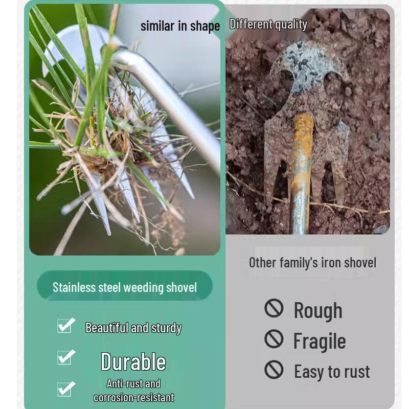 Manganese Steel Hand Rake: Weed & Root Removal Gardening Tool