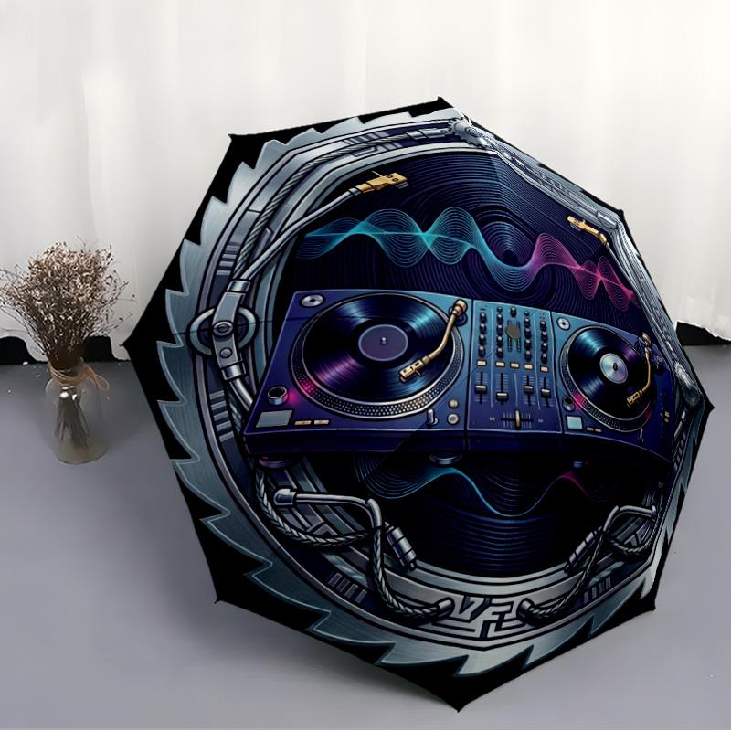 DJ Gear Harmony pattern umbrella, portable and foldable design, 8 ribs, a casual accessory for Halloween, Christmas, and birthday gifts.