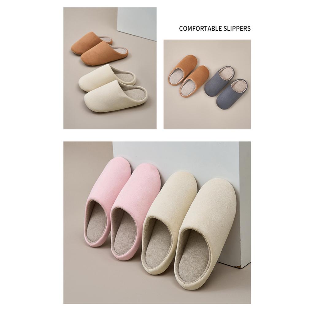 Japanese Style Silent Slippers for Women In Autumn and Winter, Soft Bottom Indoor Home Anti Slip Warm Bedroom Cotton Slippers for Men