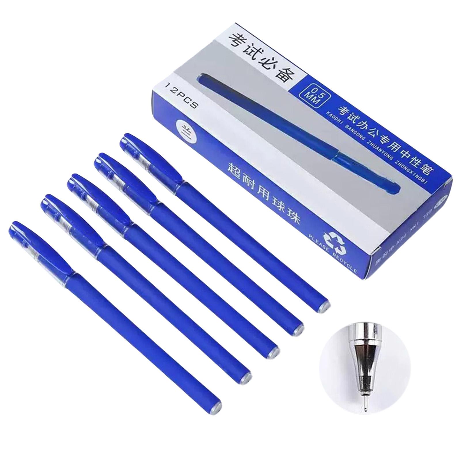 12Pc Gel Pens Set Black Blue Red Refill Gel Pen Bullet Tip 0.5mm School Office Supplies Stationery Kawaii Accessories Stationery (as the picture,Bullet tip)