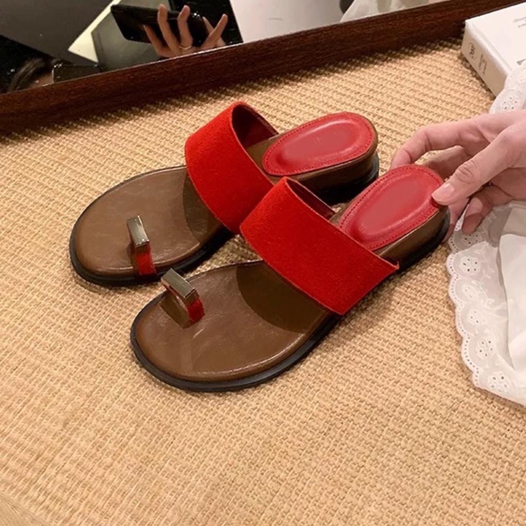New Retro Thick Bottom Heightening Word with Outer Wear Beautiful Temperament Toe Cool Slippers Summer