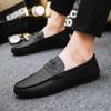 Loafers men's trend 2025 new casual leather shoes summer breathable lazy one pedal soft-soled driving men's shoes