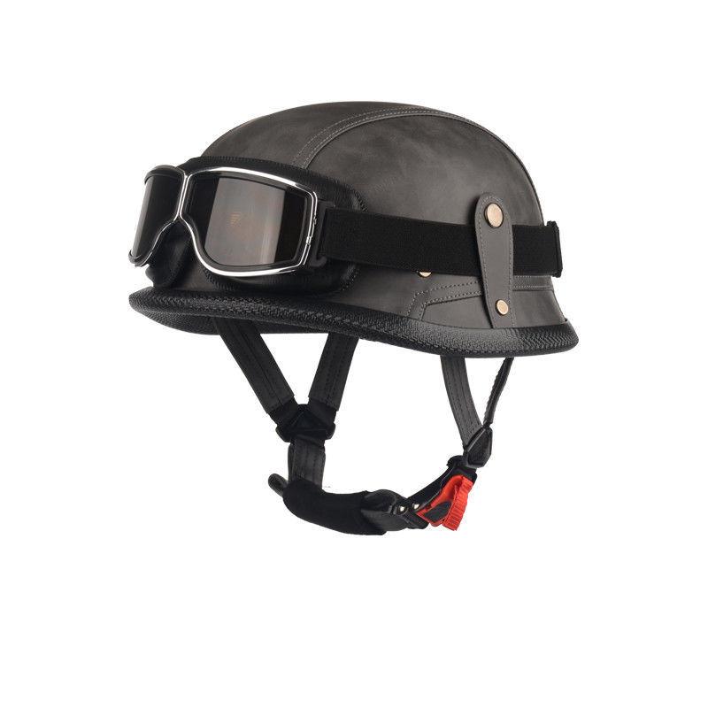 Pedal German Steel Helmet Cruise Retro Half Helmet Harley Men Motorcycle Helmet Motorcycle Floating Helmet Soldier Steel Helmet Leather Helmet