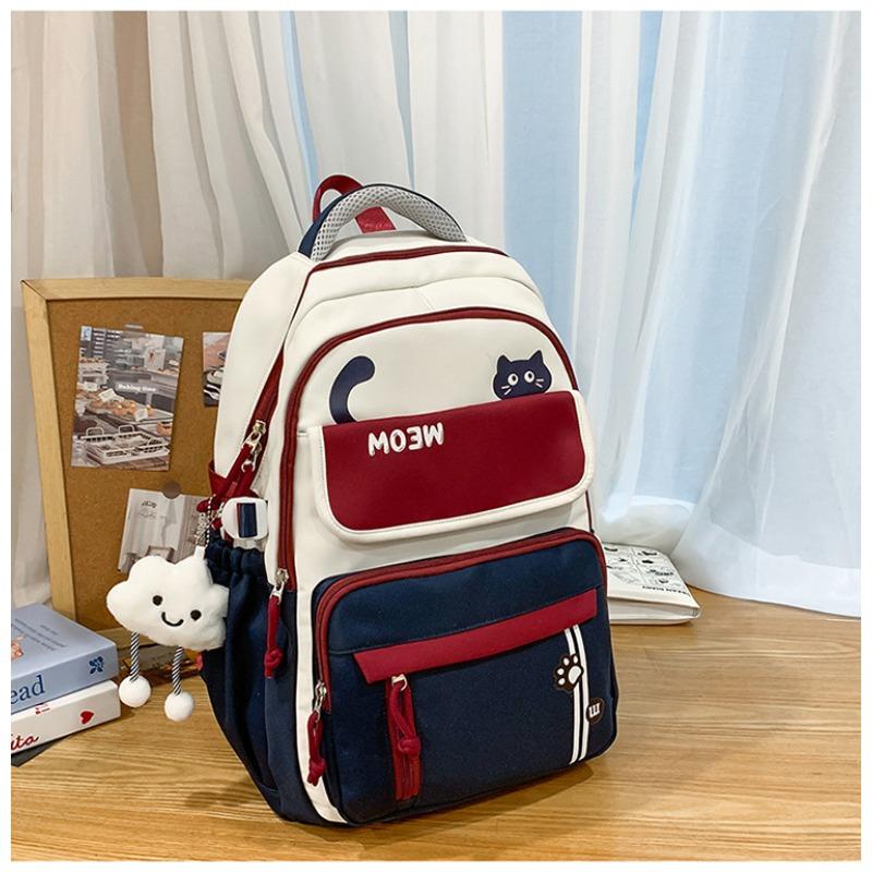 Korean Version Ins New Highvalue Collegestyle Contrasting Backpack, Casual and Lightweight Largecapacity Backpack for Junior High School Students