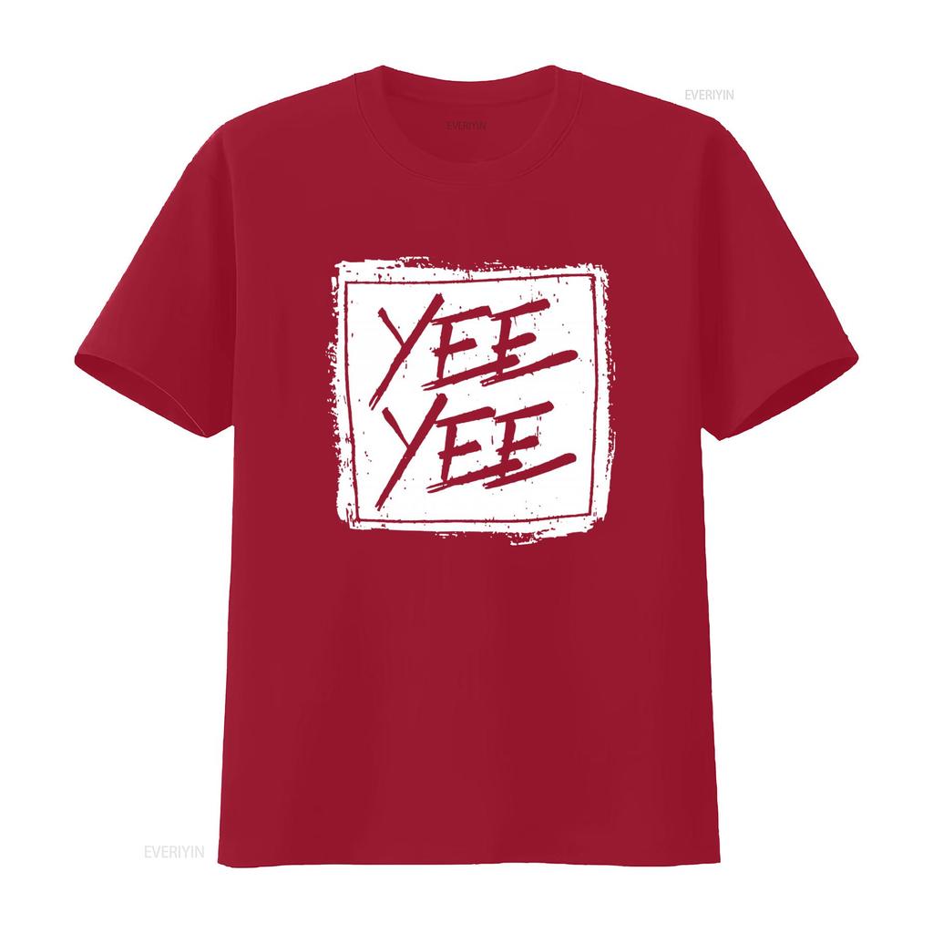 Yee Distressed Square Print T Shirt for Men and Women Fashion Streetwear vintage Washed fashion graphic designer clothes