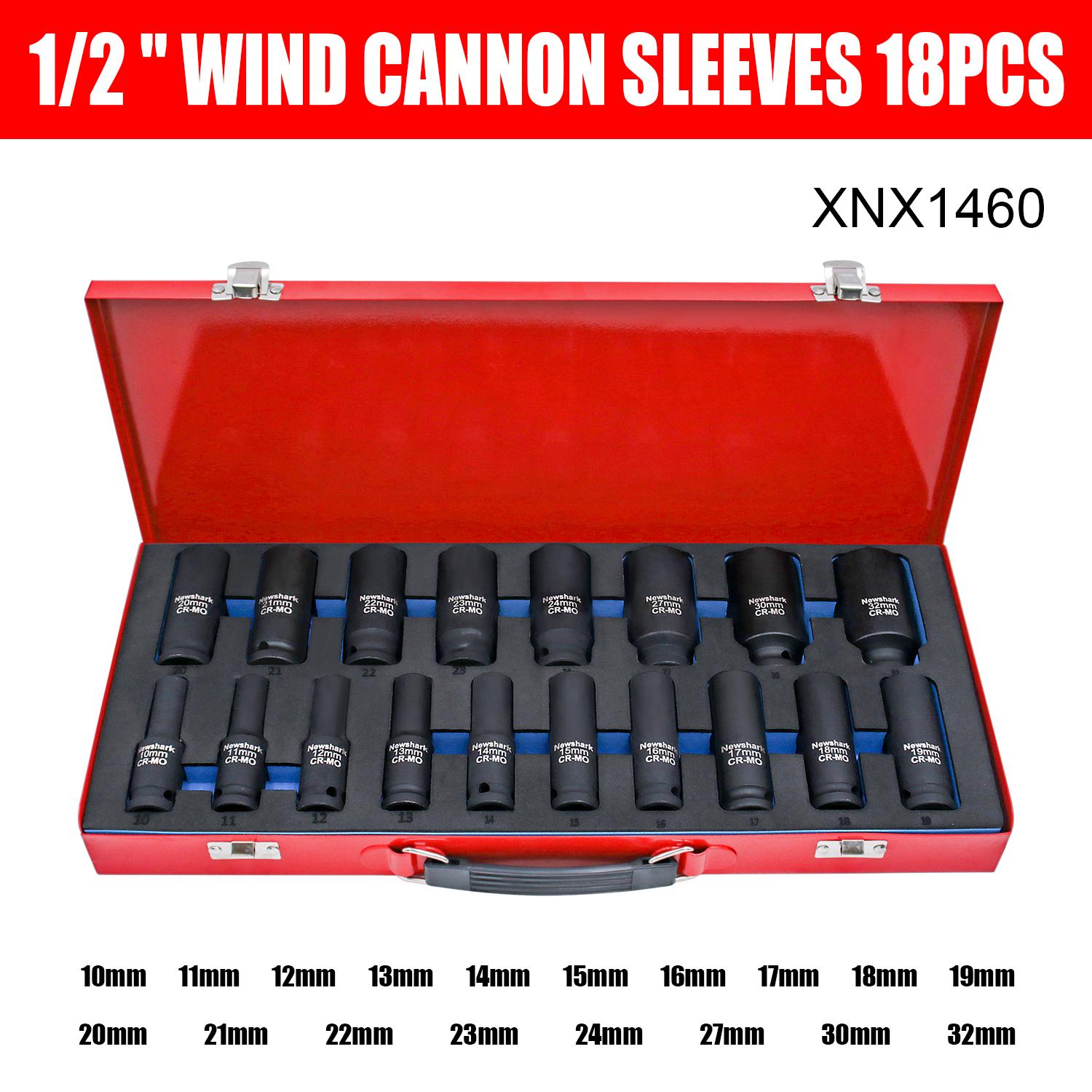 

Набор торцевых головок 18 шт., привод 1/2 дюйма, метрические глубокие ударные головки, 6-гранные, 10 мм - 32 мм