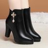 Damen Schneestiefel Neu Echtes Leder Mode Warme Winterschuhe Damen Stiefeletten Damen Hoher Absatz Spitz Damen Stiefeletten