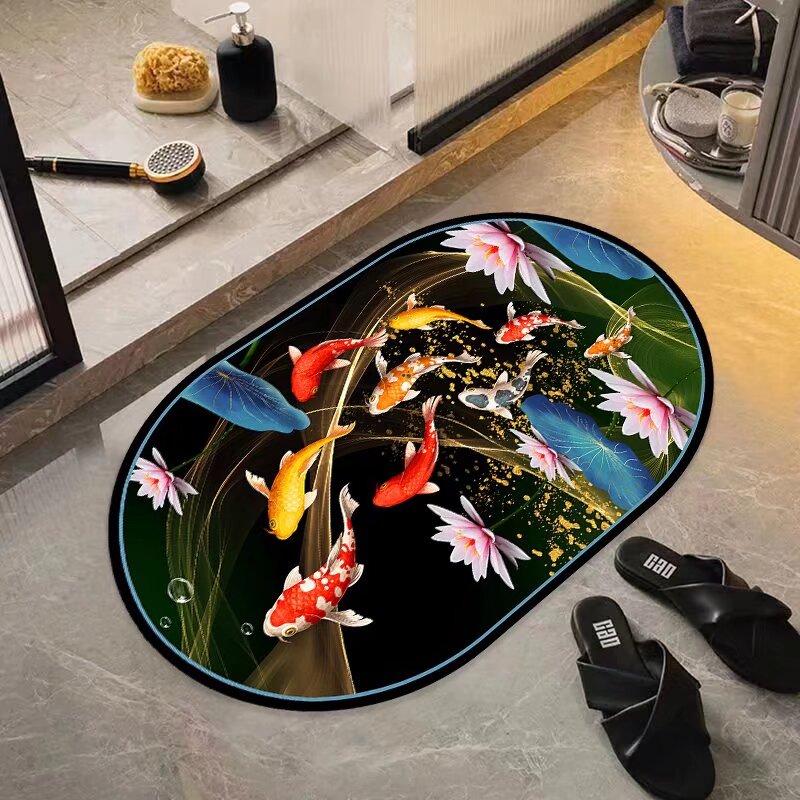 Kieselgur Badezimmer Badezimmerbodenmatte, schnelltrocknende rutschfeste Türmatte an der Tür, Fußmatte Toilette schnelltrocknender Teppich