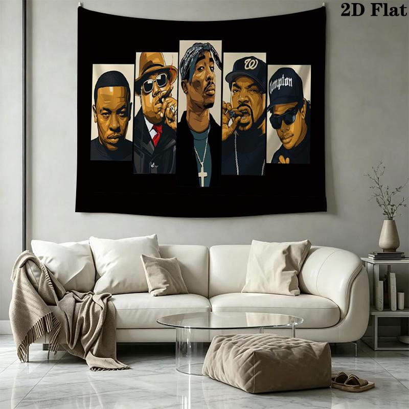 Rapper Wandteppich Ästhetischer Wandbehang Bedruckter Stoffdecke Dekorative Wandteppiche für Schlafzimmer Wohnzimmer Heimdekoration