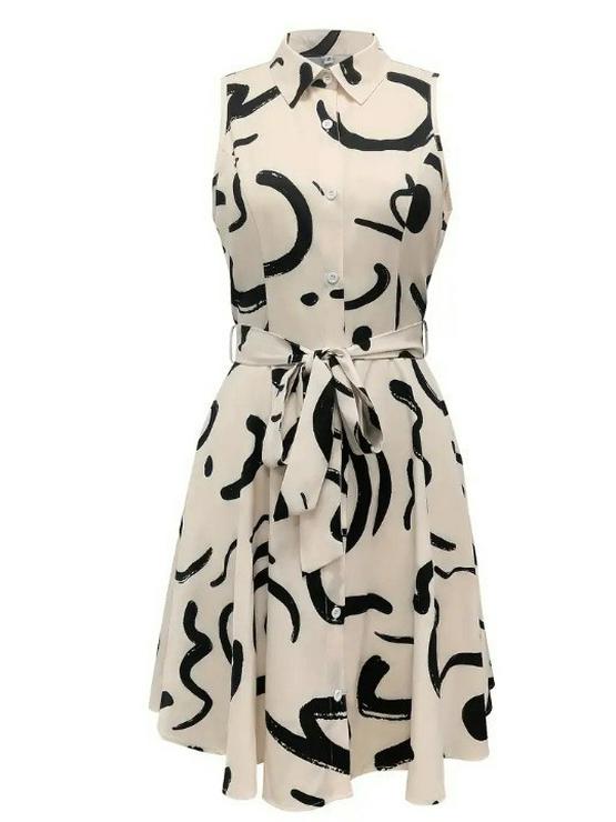 European & American Cross-border Women's Sleeveless Tie-up Shirt Dress