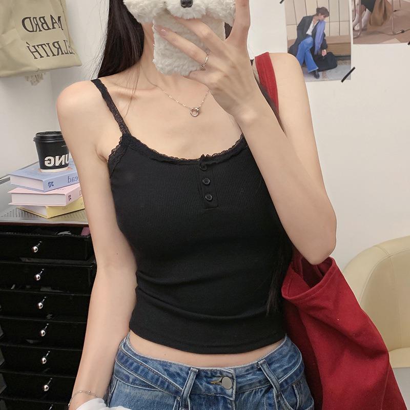 Pure Desire Lace Lace with Breast Pads Small Camisole Women's Summer Slim-fitting Inner Layered Outer Top