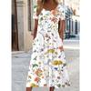 2025 Amazon Summer New Women's Long Dress European and American Printing Crew Neck Pocket Loose Short Sleeve Casual Dress