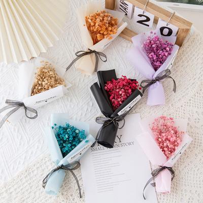 Mini Dried Flower Baby's Breath Bouquet Aromatherapy Soap Rose Flower Arrangement Scented Gift for Women Car Interior Decor