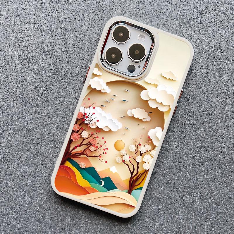 Printing Landscape phone case For iPhone 13 15 11 12 Pro Max 14 7 8 Plus SE2 XS X XR Creative Mountains Shockproof Soft Cover