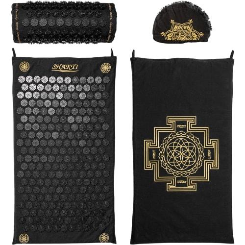 

Аутентичный набор Shakti Shiatsu Mat и подушка Ultimate, уровень 2, черный, удлиненный, которому доверяют профессионалы, этично изготовлен вручную в Индии, не требующий хлопот Ne