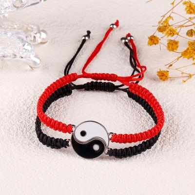 Black And Tai Chi Bracelet Set, Stylish Yin-Yang Couple Bracelet Set.