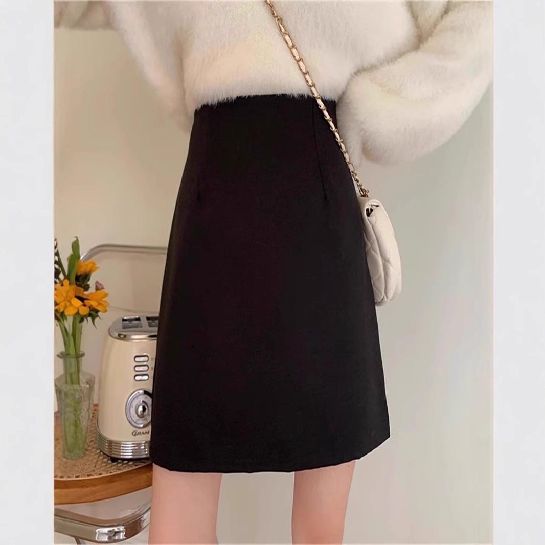 

Autumn Winter 2024 Women s Wool Blend High Waist A-Line Midi Skirt - Plus Size, Slimming, Black, Bodycon, Petite. 4XL (Recommended for 79.5-85 kg)