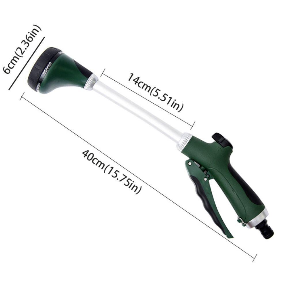 Long Handle Garden Hose Spray Showerhead Comfortable Grip 5 Spray Patterns Watering Sprayer Effort-saving Design Rubberized Grip
