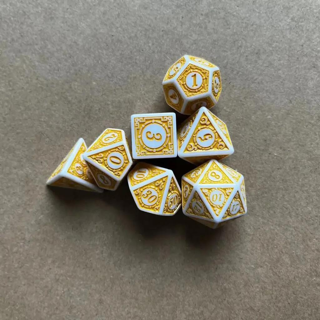 7pcs/lot Dice Set Numbers of D4 D6 D8 D10 D12 D% D20 D4 D6 D8 D10 D12 D20 for TRPG D&D Entertainment Table Game Digital Dice