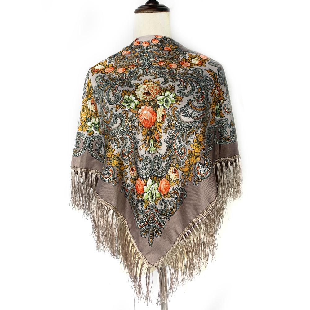 Damen Ethno-Print Warmer Schal Stola - Herbst/Winter Quadratisches Muslimisches Kopftuch