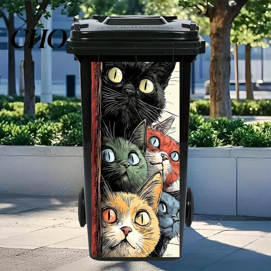 Garbage Labels Trash Can Stickers Self-Adhesive Waterproof Outdoor Bin Apply Decals Simulation Animal Plant Themes Weather-Resistant