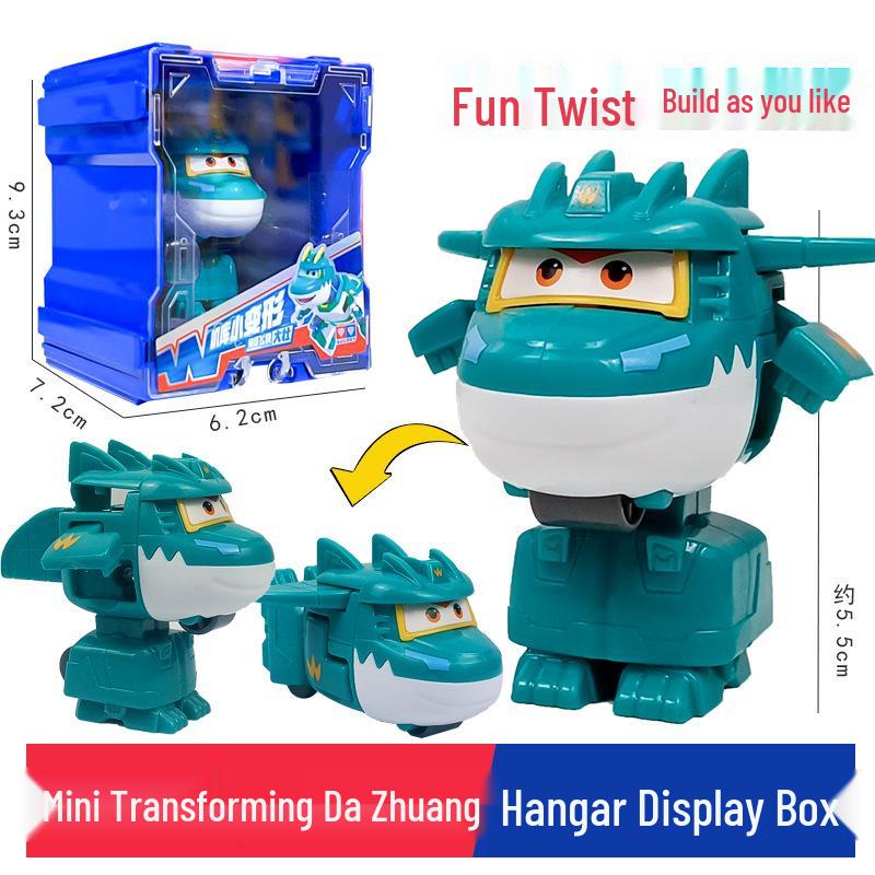 Super Wings 13-Piece Mini Transforming Robot Set: Jett, Big Strong, Jin, and Mighty Little Wing Toys
