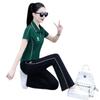 Fashion Sportswear Suit Women's Summer Style Short-sleeved Large Size Casual Wear Straight Pants Two-piece Set