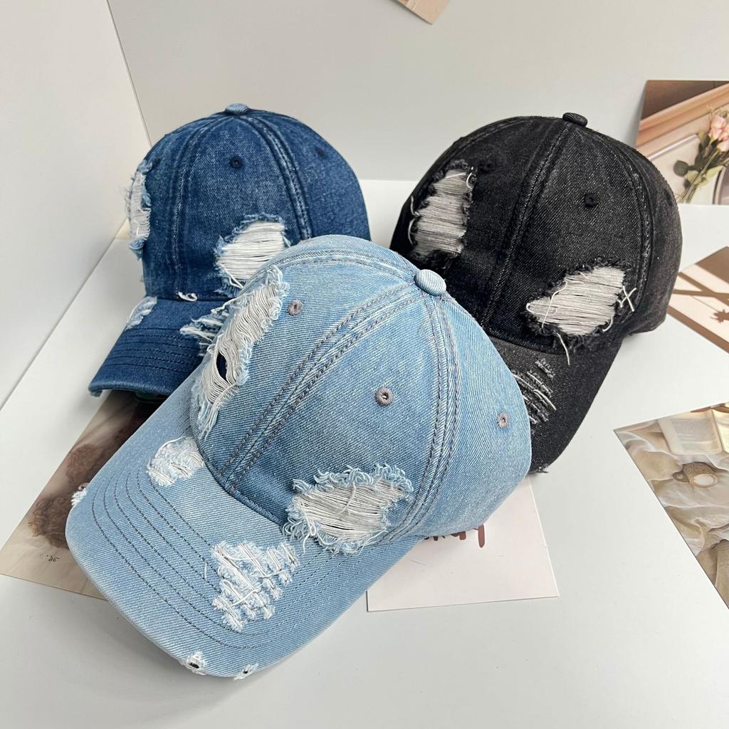 New personalized ripped denim baseball cap old retro cap men and women fashion versatile travel