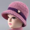 Hat Women's Autumn and Winter New Windproof Warm Old Lady Big Brim Knitted Hat Wool Hat