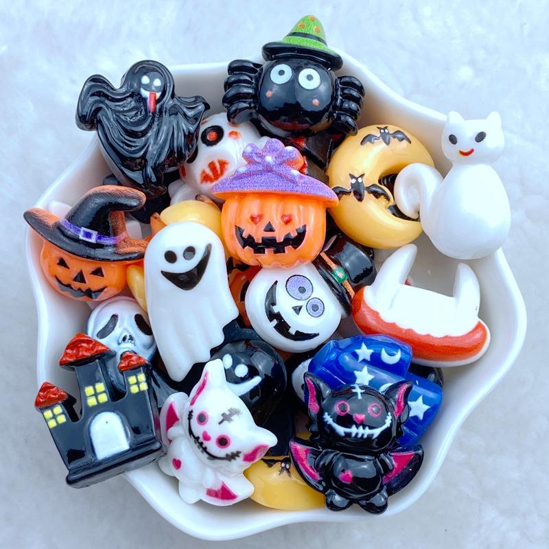 20Pcs New Cute Resin Mini Little Halloween Collection Series Flat Back Manicure Parts Embellishments For Hair Bows Accessories