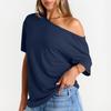 Women's Summer Fashion Strapless T-Shirt Solid Color Short Sleeve Casual Top