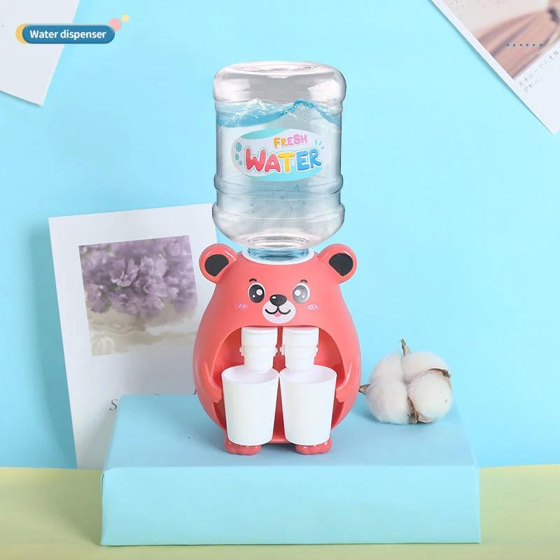Mini Water Dispenser for Children Kids Gift Cute Cold/Warm Water Juice Milk Drinking Fountain Simulation Cartoon Pig Kitchen Toy