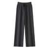 Women's Korean Style High Waist Wide-Leg Knit Pants - Autumn/Winter Fashion, Floor-Length, Straight-Leg Design