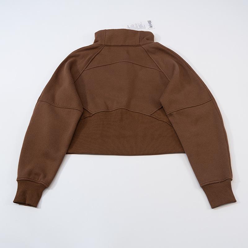 Women's High Collar Thick Sweater: Long Sleeve, Half-Zip, Loose Fit for Jogging, Fitness & Yoga In Autumn and Winter.