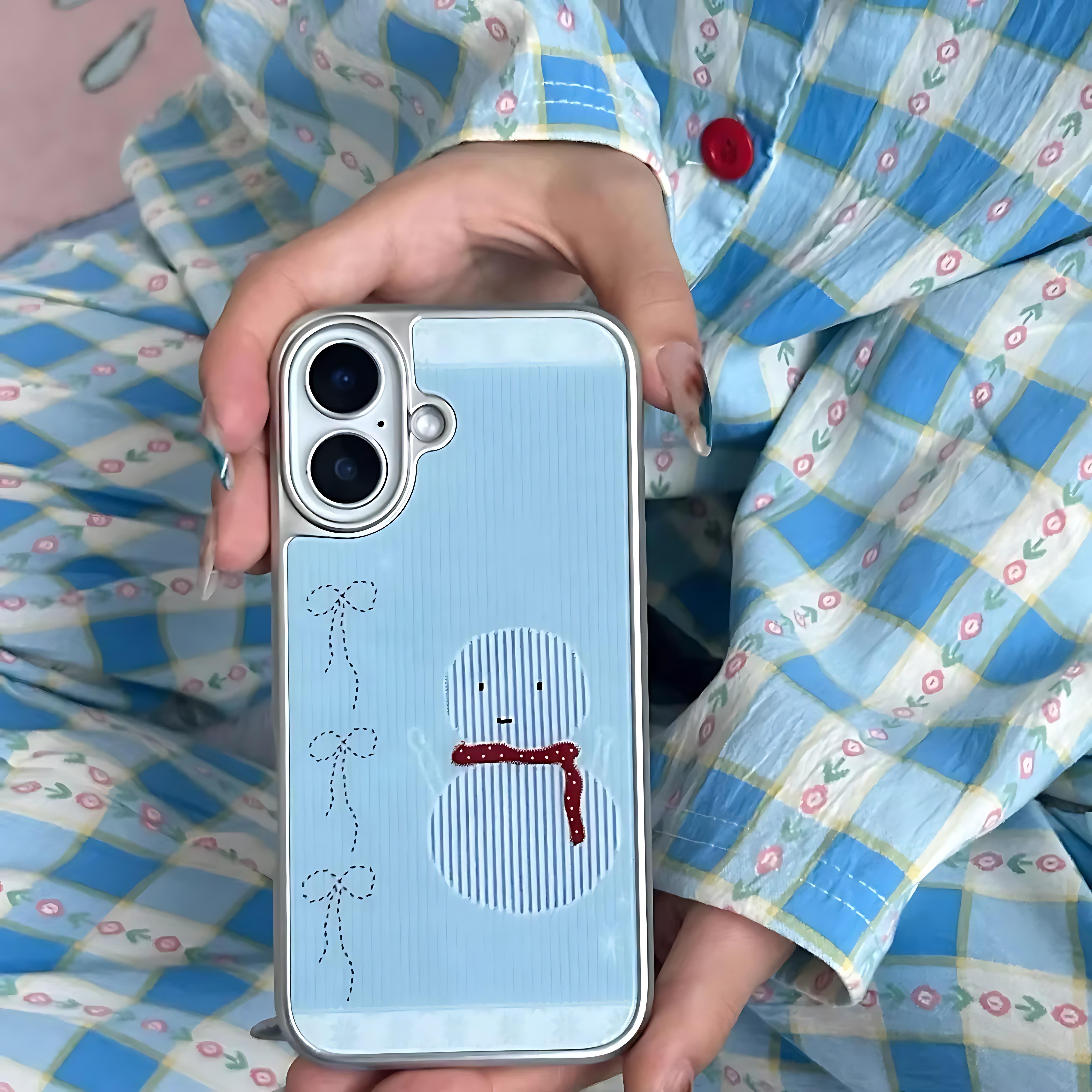 

Новый зимний чехол для телефона со снеговиком и полосками для iPhone 17 16e 16 15 14 13 12 11 Air Pro Max X XR XSMAX 8 7 Plus Роскошная прозрачная задняя крышка iPhone 11