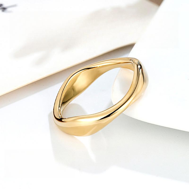 New Geometric Bamboo Ring Electroplated Stacked with High-grade Element Ring Ring Women's Ins Titanium Steel Jewelry