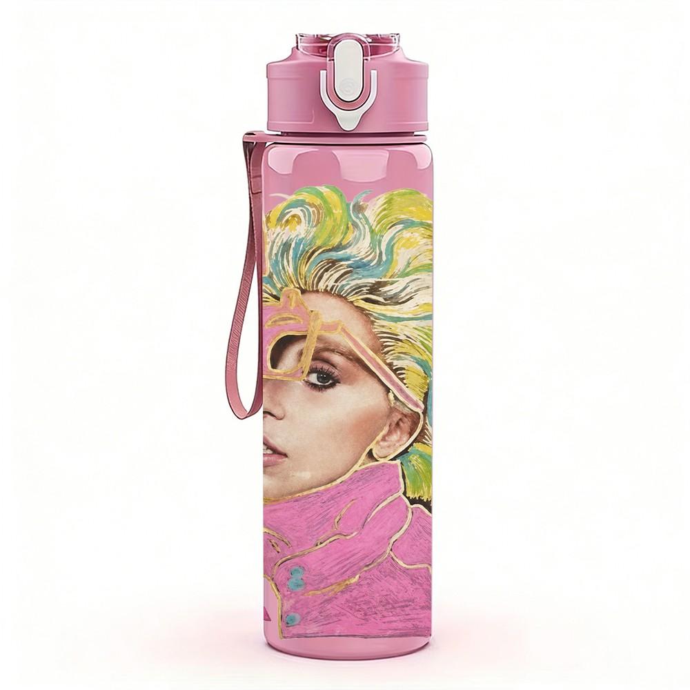 1PC Blonde Female Singer 750ml sports water bottle leakproof straw lid outdoor office home