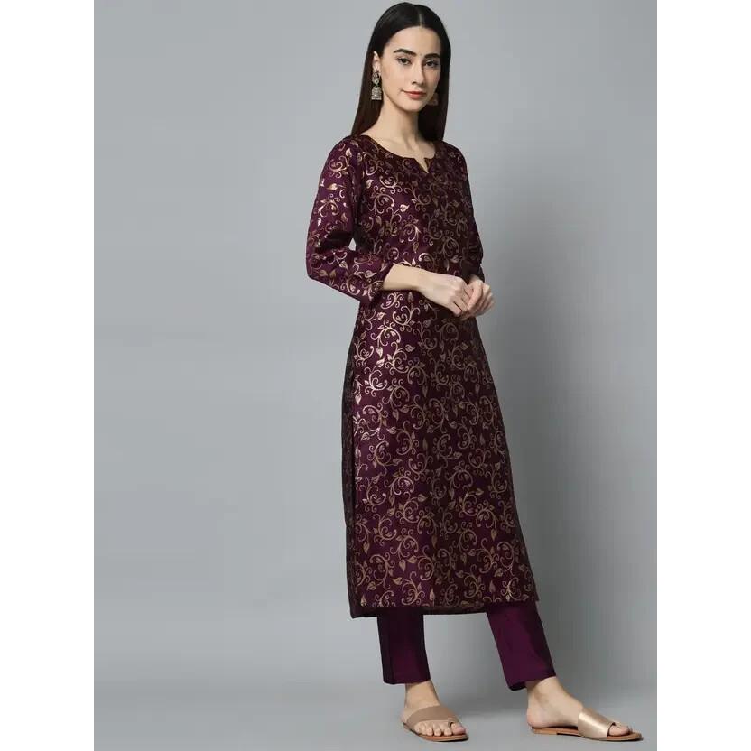 Damen Designer Salwar Kameez Set Indische Partykleidung Oberteil Tunika Kurti Baumwolle Seide VSO-1754 c