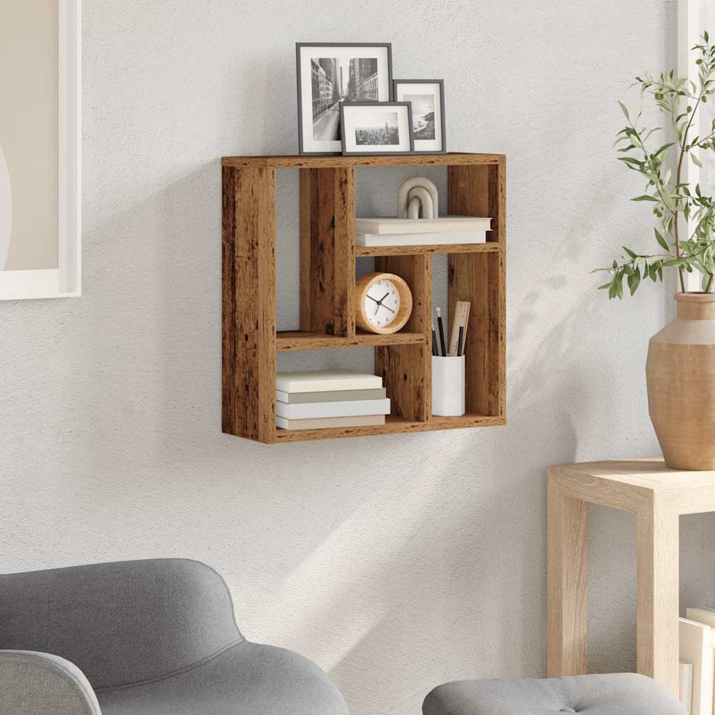 Wall Shelf Vintage Wood Look 45 X 16 X 45 Cm Engineered Wood